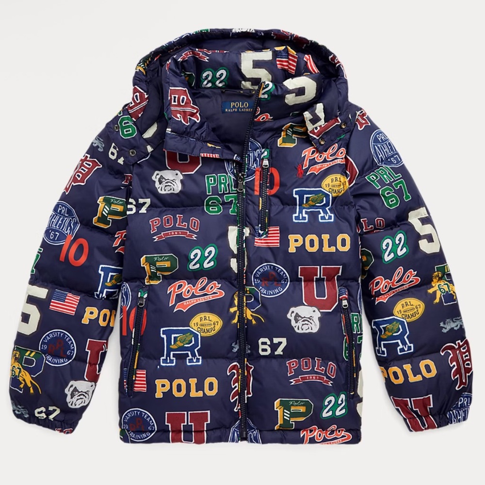 Boys 14/16 POLO Water-Repellent Down Hooded Jacket